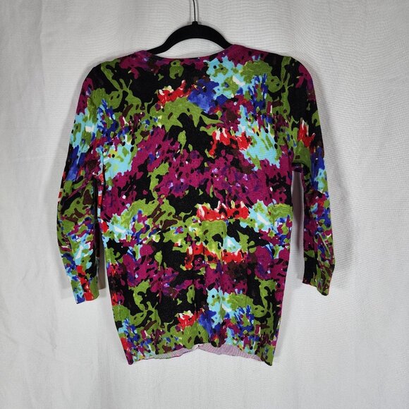 Joseph A Cardigan Medium Womens 3/4 Sleeve Colorful Button Up Grannycore - Picture 4 of 6